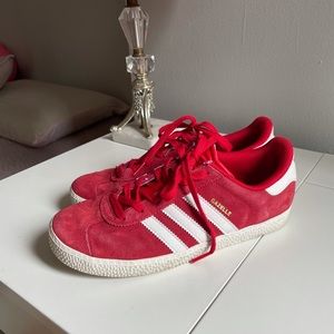 Red Adidas gazelle sneakers
